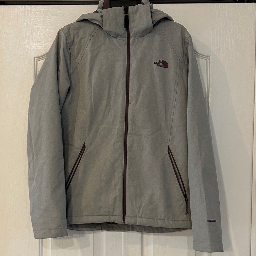 The North Face women's Light Gray/Purple snow Jacket